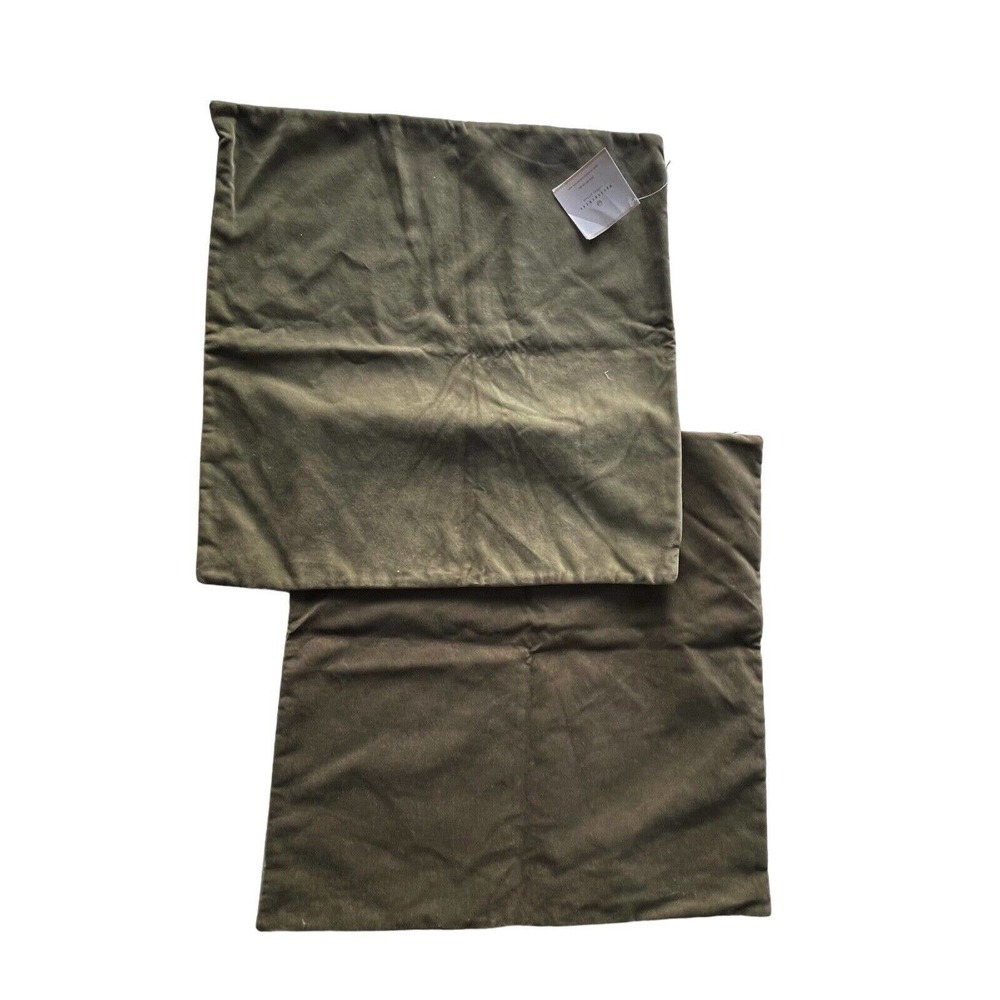 Set of 2 Pottery Barn Everywhere Velvet Pillow Covers Lichen Green 20x20 NWT